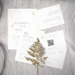 gold line art botanical element wedding invitation template